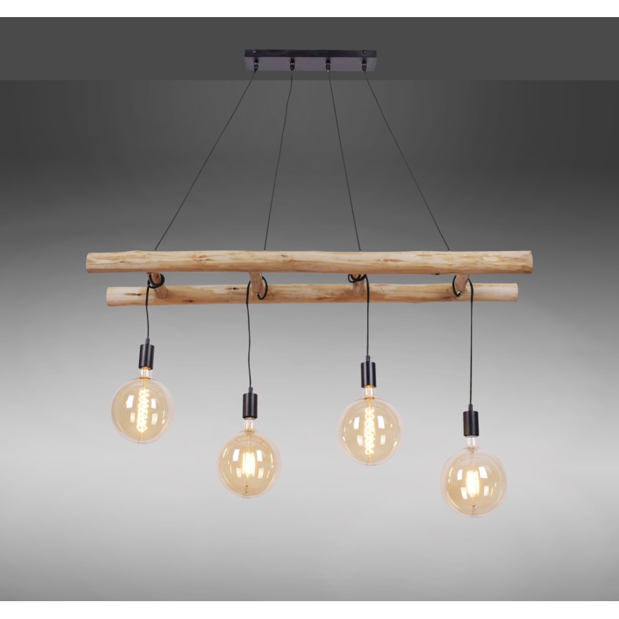 Leuchten Direkt 15025-18 - Lampadario a sospensione con filo EDGAR 4xE27/60W/230V eucalipto