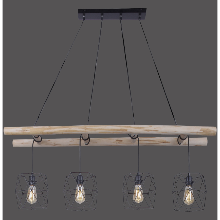 Leuchten Direkt 15036-18 - Lampadario a sospensione con filo EDGAR 4xE27/60W/230V eucalipto