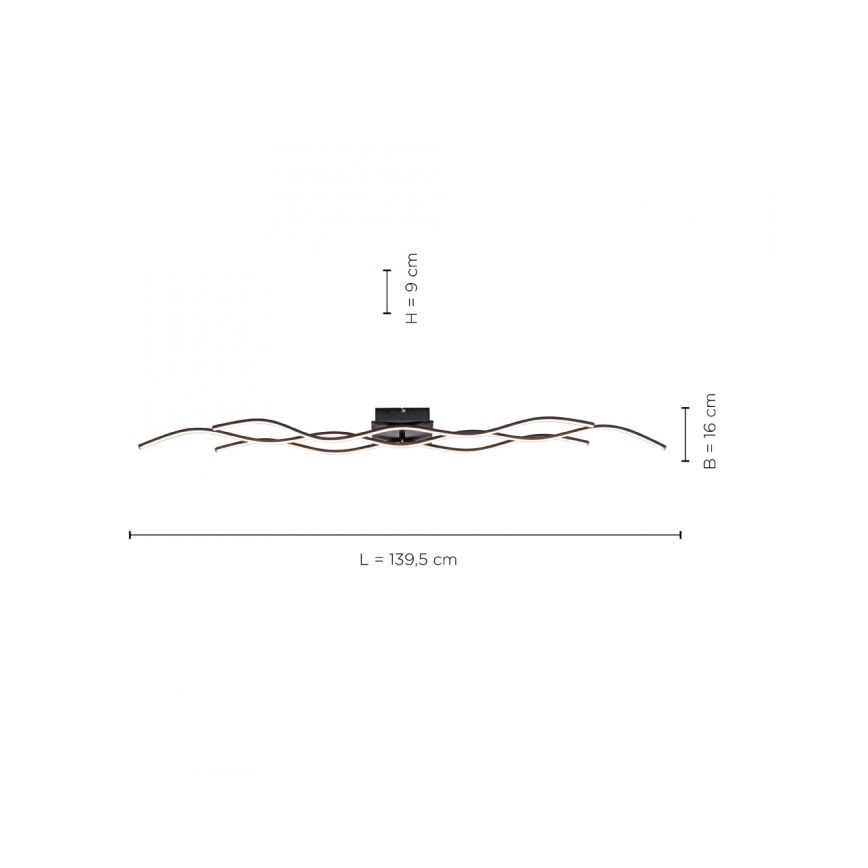 Leuchten Direkt 15167-18-LED Plafoniera WAWE 2xLED/12,5W/230V+LED/17W nera