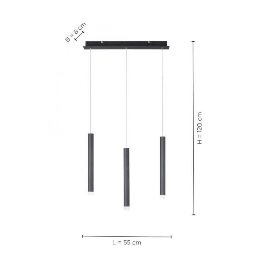 Leuchten Direkt 15203-18 - Suspension filaire 3xLED/4,8W/230V noire
