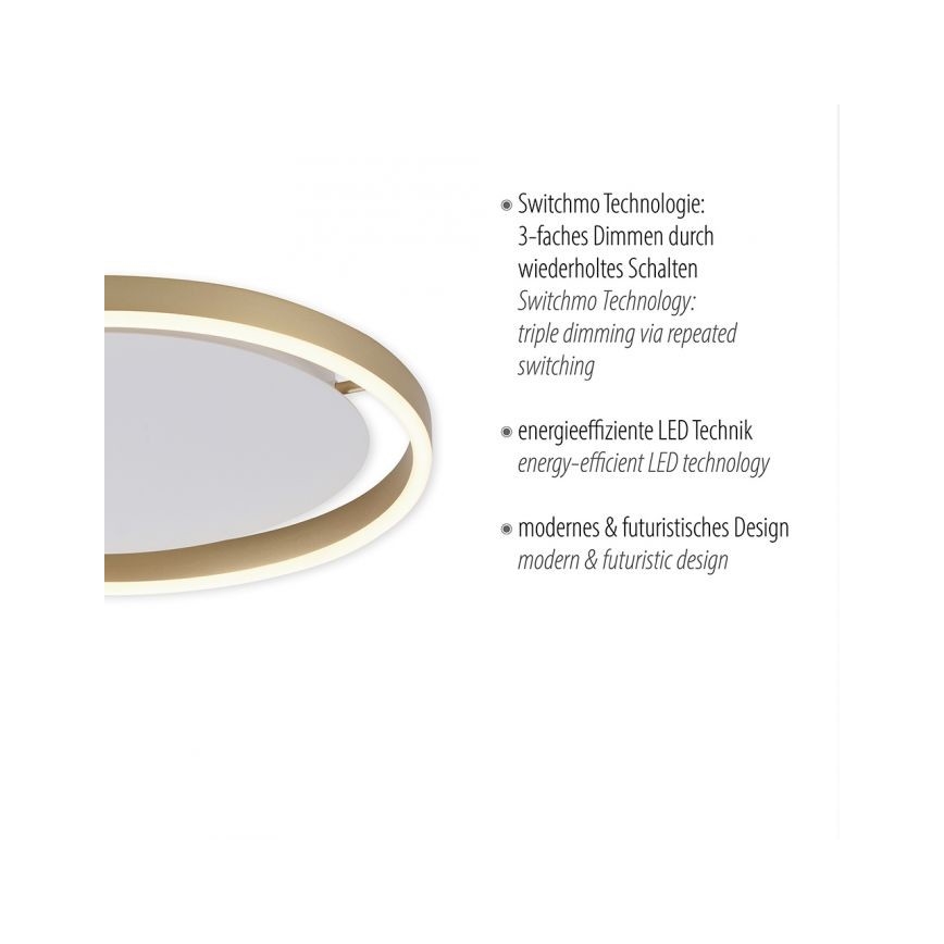 Leuchten Direkt 15391-60 - Plafonnier LED à intensité variable RITUS LED/20W/230V laiton