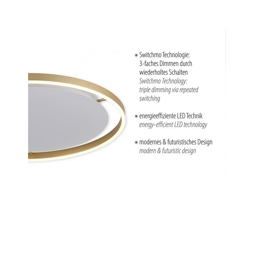 Leuchten Direkt 15392-60 - Plafonnier LED à intensité variable RITUS LED/28W/230V laiton