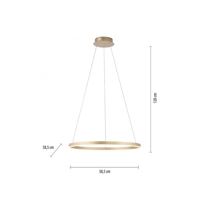 Leuchten Direkt 15394-60 – Dimmbare LED-Hängeleuchte an Schnur RITUS LED/30W/230V Messing