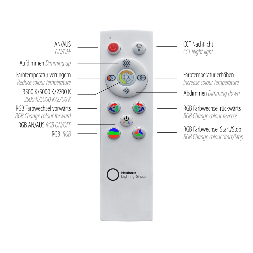 Leuchten Direkt 15411-21- LED RGB Plafoniera dimmerabile CYBA LED/26W/230V