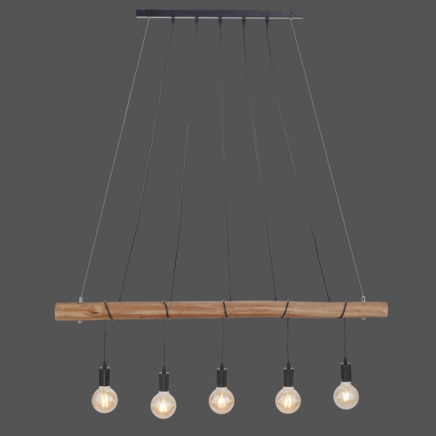Leuchten Direkt 15515-18 - Lampadario a sospensione con filo DAMIAN 5xE27/60W/230V eucalipto