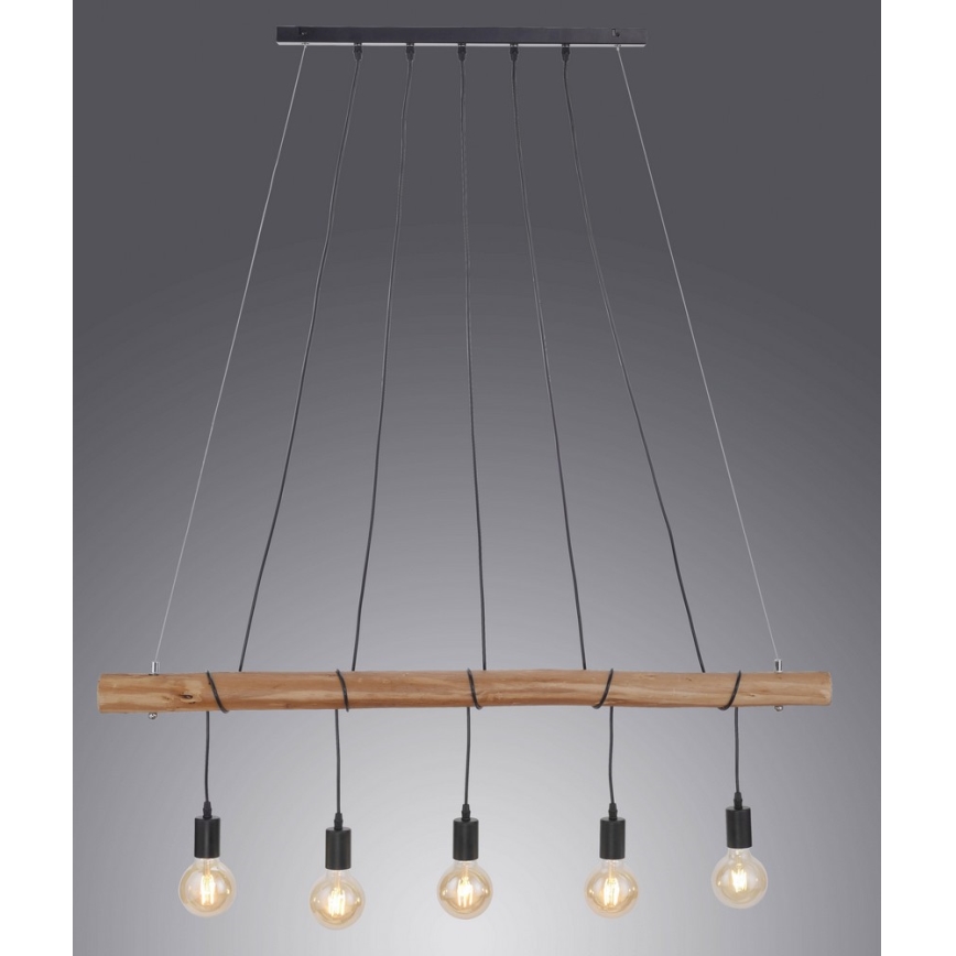 Leuchten Direkt 15515-18 - Lampadario a sospensione con filo DAMIAN 5xE27/60W/230V eucalipto