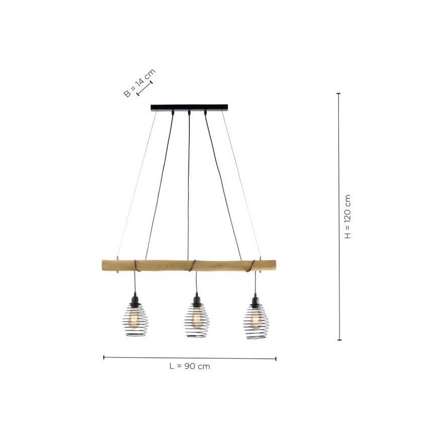 Leuchten Direkt 15526-79 - Lampadario a sospensione con filo SPRING 3xE27/40W/230V eucalipto