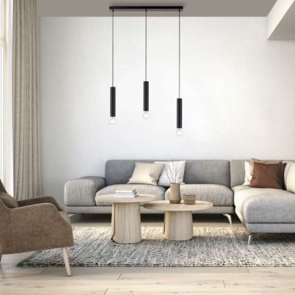 Leuchten Direkt 15618-18 - Lampadario a sospensione con filo BRUNA 3xE27/60W/230V nero