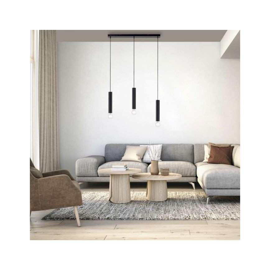 Leuchten Direkt 15618-18 - Lampadario a sospensione con filo BRUNA 3xE27/60W/230V nero