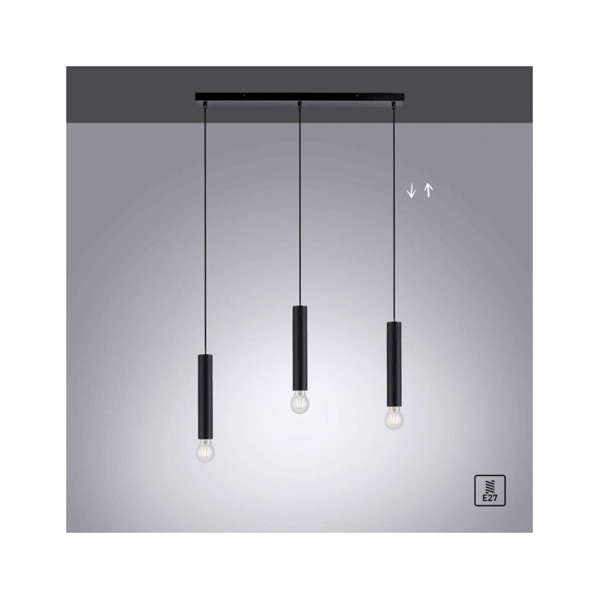 Leuchten Direkt 15618-18 - Lampadario a sospensione con filo BRUNA 3xE27/60W/230V nero