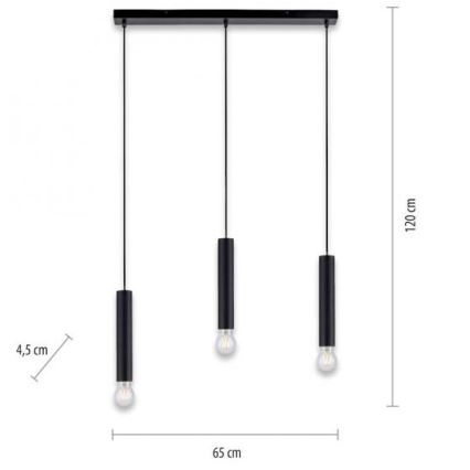 Leuchten Direkt 15618-18 - Lampadario a sospensione con filo BRUNA 3xE27/60W/230V nero