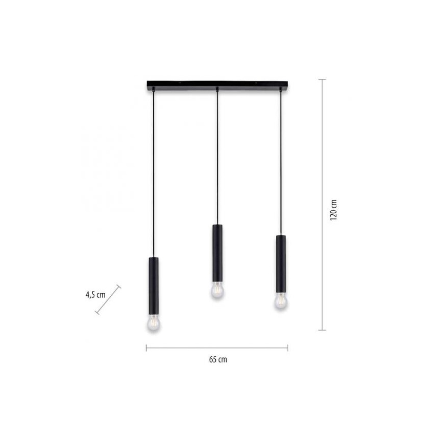 Leuchten Direkt 15618-18 - Lampadario a sospensione con filo BRUNA 3xE27/60W/230V nero