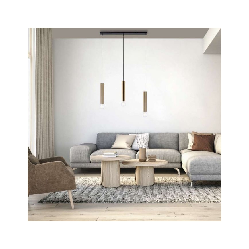 Leuchten Direkt 15618-60 - Lampadario a sospensione con filo BRUNA 3xE27/60W/230V ottone