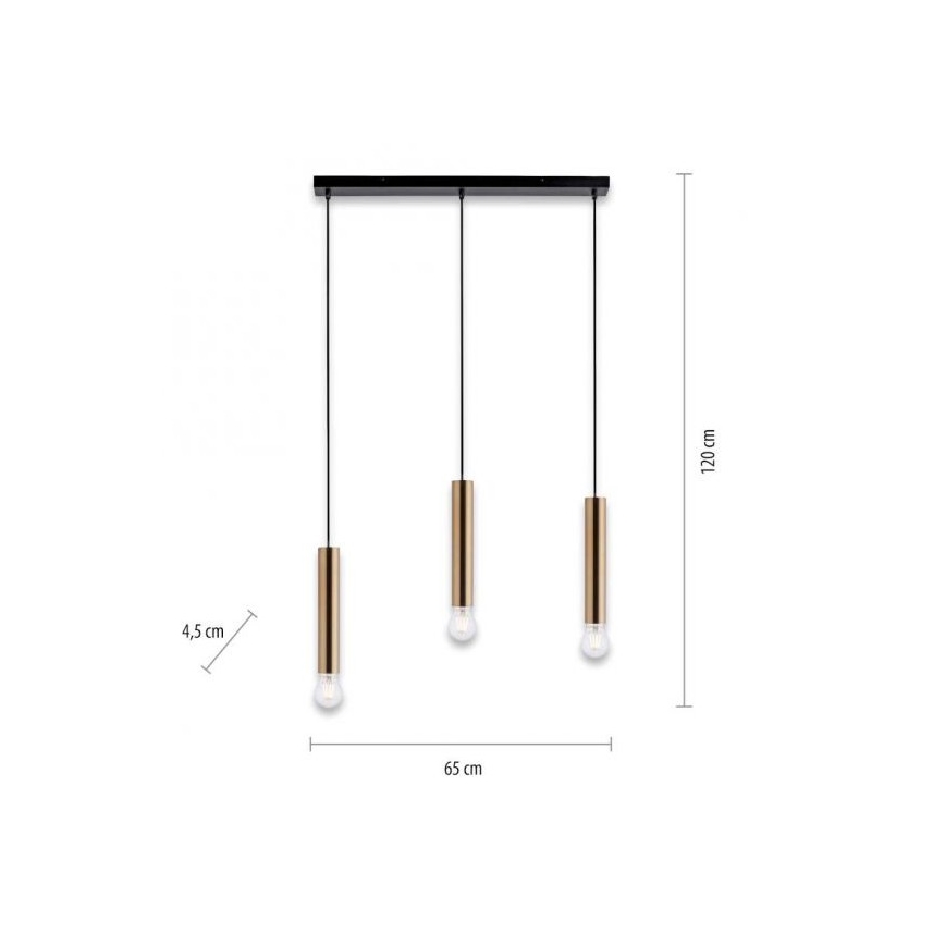 Leuchten Direkt 15618-60 - Lampadario a sospensione con filo BRUNA 3xE27/60W/230V ottone