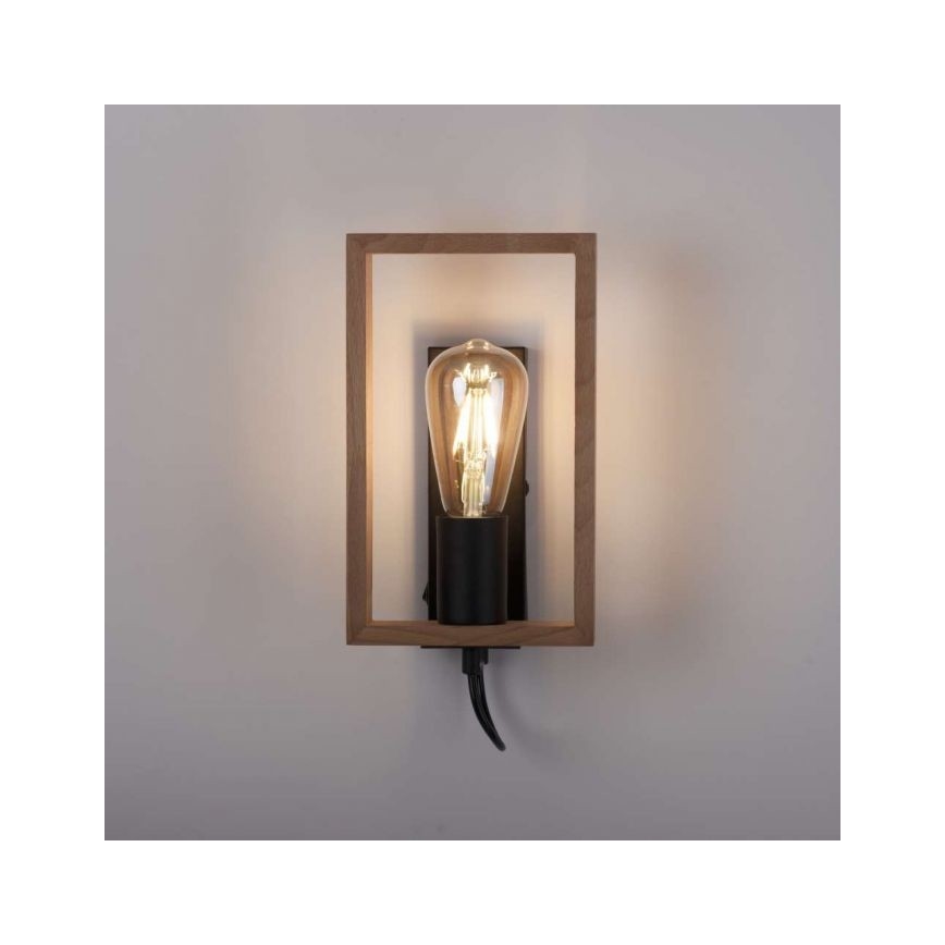 Leuchten Direkt 15654-18 - Applique murale FRANKY 1xE27/60W/230V acacia