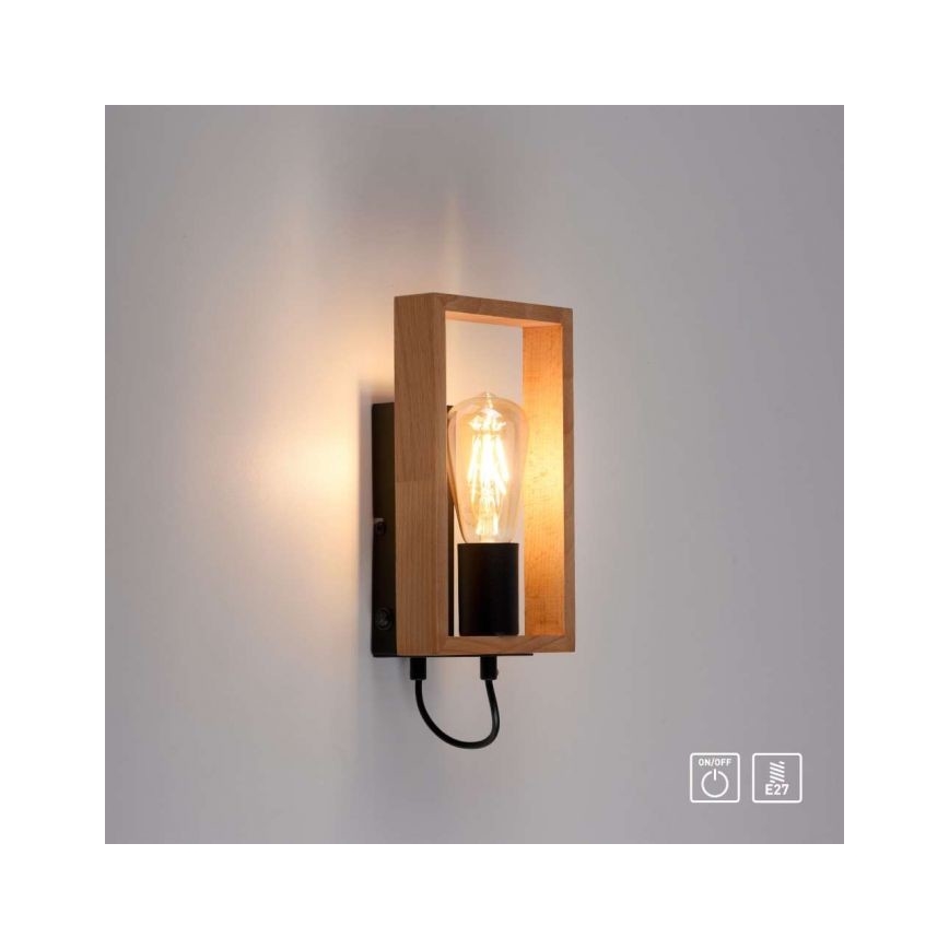 Leuchten Direkt 15654-18 - Applique murale FRANKY 1xE27/60W/230V acacia