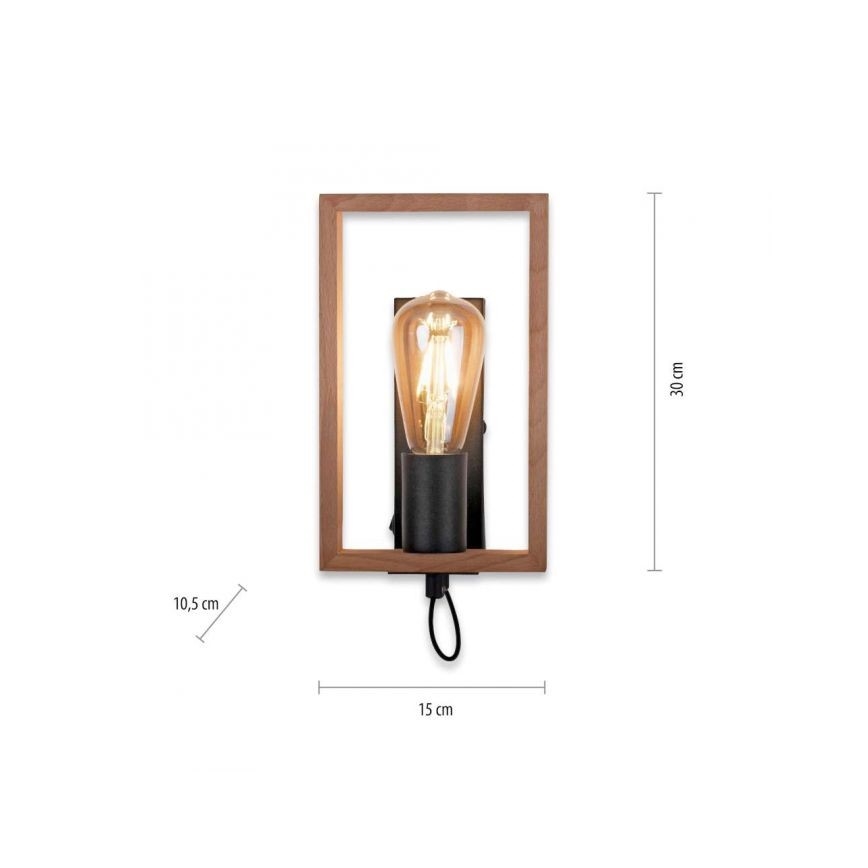 Leuchten Direkt 15654-18 - Applique murale FRANKY 1xE27/60W/230V acacia