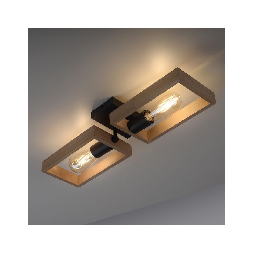 Leuchten Direkt 15657-18 - Aufbauleuchte FRANKY 2xE27/60W/230V Akazie