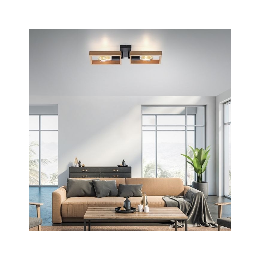 Leuchten Direkt 15657-18 - Lampadario a plafone FRANKY 2xE27/60W/230V acacia
