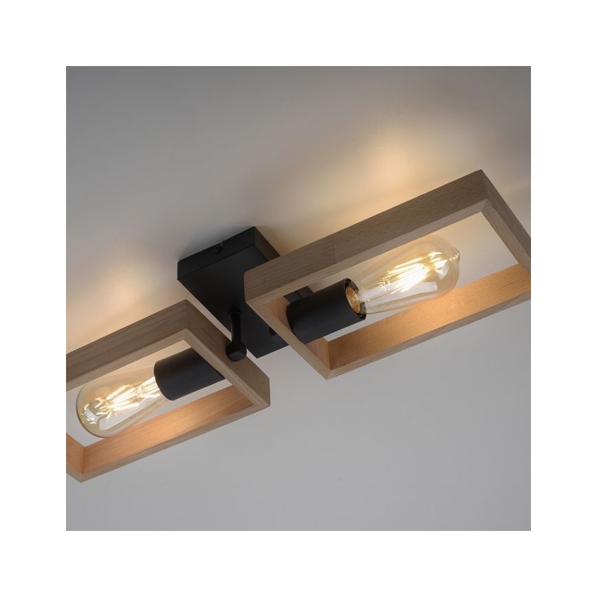 Leuchten Direkt 15657-18 - Lampadario a plafone FRANKY 2xE27/60W/230V acacia