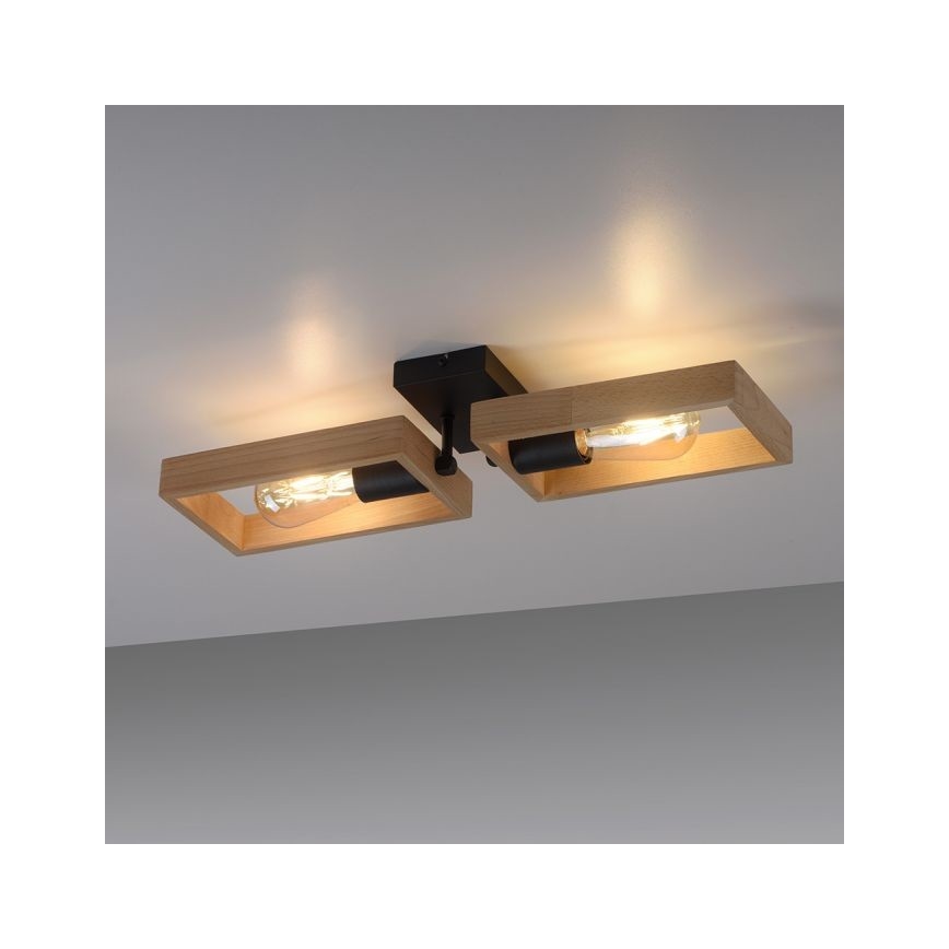 Leuchten Direkt 15657-18 - Lampadario a plafone FRANKY 2xE27/60W/230V acacia
