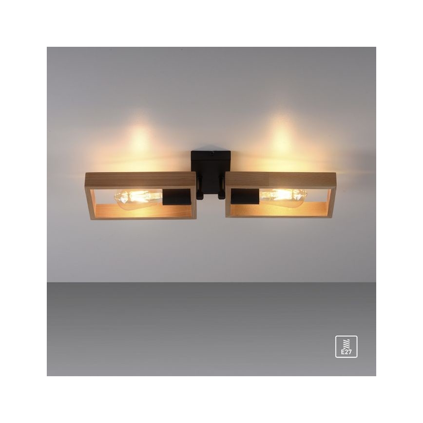 Leuchten Direkt 15657-18 - Lampadario a plafone FRANKY 2xE27/60W/230V acacia
