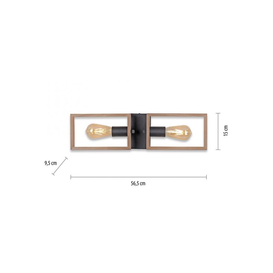 Leuchten Direkt 15657-18 - Lampadario a plafone FRANKY 2xE27/60W/230V acacia