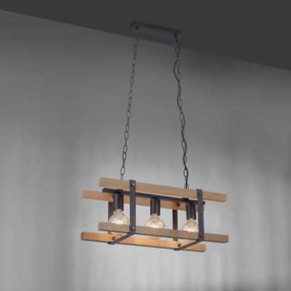 Leuchten Direkt 15683-79 - Lampadario a sospensione con catena EDITH 3xE27/60W/230V pino