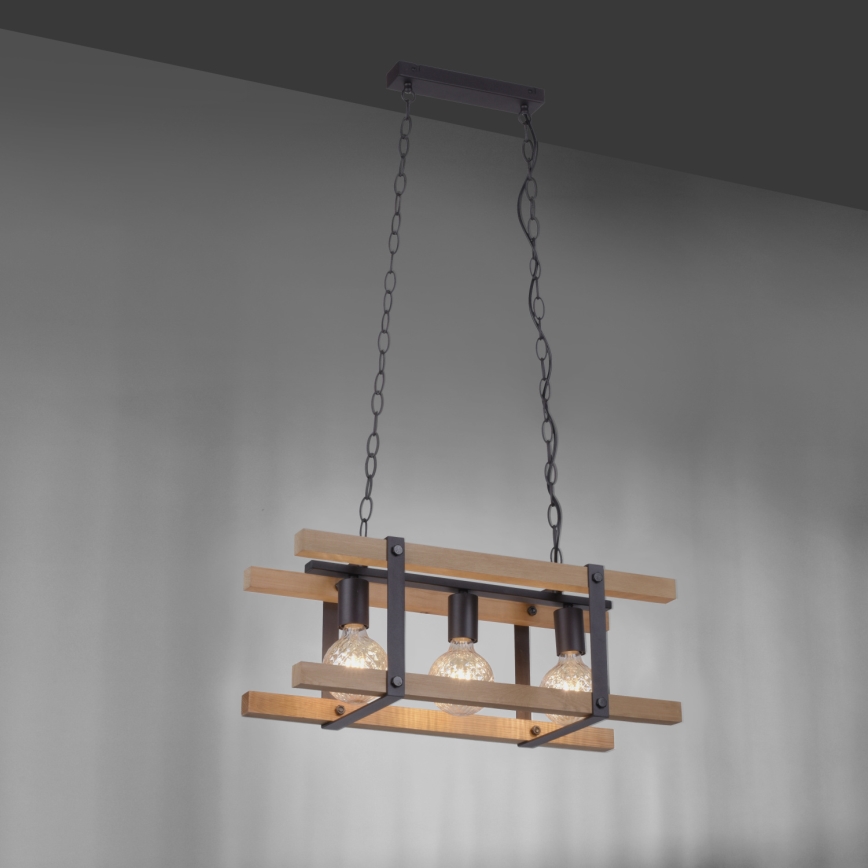 Leuchten Direkt 15683-79 - Lampadario a sospensione con catena EDITH 3xE27/60W/230V pino