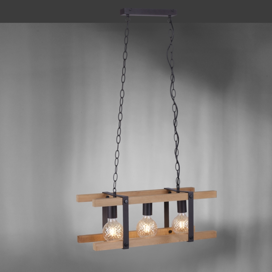 Leuchten Direkt 15683-79 - Lampadario a sospensione con catena EDITH 3xE27/60W/230V pino