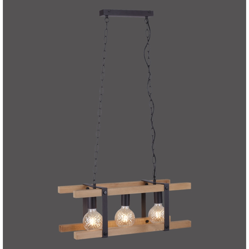 Leuchten Direkt 15683-79 - Lampadario a sospensione con catena EDITH 3xE27/60W/230V pino