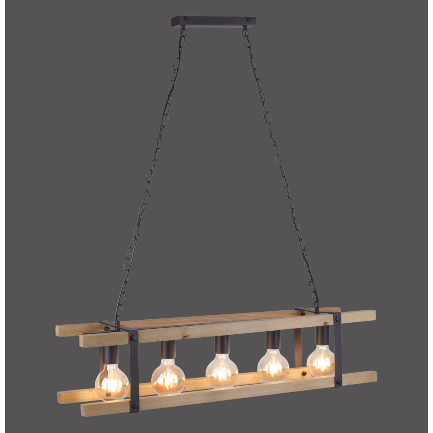 Leuchten Direkt 15685-79 - Lampadario a sospensione con catena EDITH 5xE27/60W/230V pino