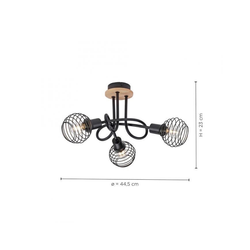 Leuchten Direkt 15923-79 - Plafonnier EUGEN 3xE14/40W/230V chêne