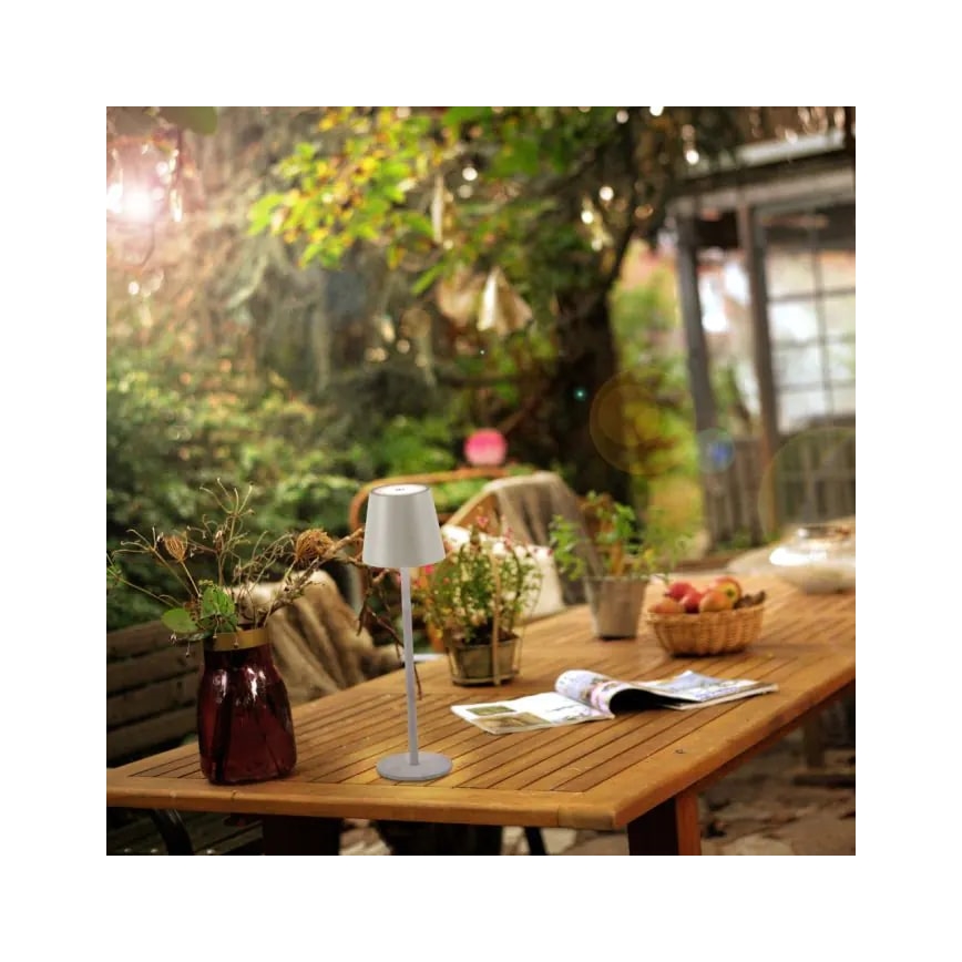 Leuchten Direkt 19250-40 - LED Lampe de table rechargeable extérieure à intensité variable EURIA LED/3W/5V IP54 gris