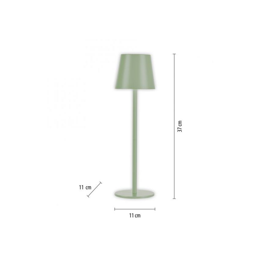 Leuchten Direkt 19250-43 - LED Lampada da tavolo ricaricabile dimmerabile per esterni EURIA LED/3W/5V IP54 verde