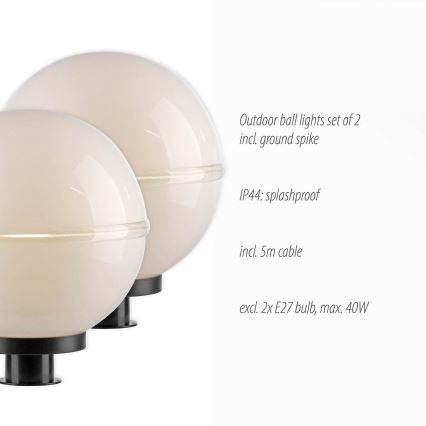 Leuchten Direkt 19323-16-2 - SET 2x Außenleuchte 1xE27/40W/230V d 30 cm IP44
