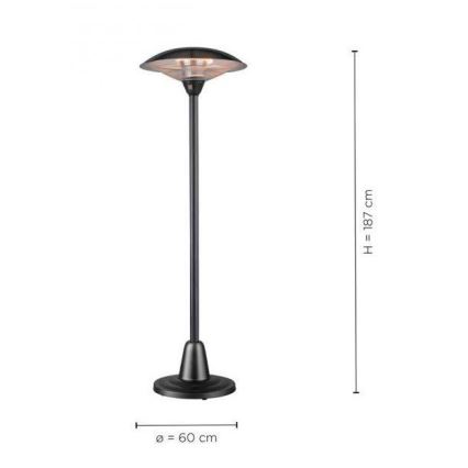 Leuchten Direkt 99501-18 - Außenheizstrahler GLOW 1500-3000W/230V 1,87 m IP34 schwarz