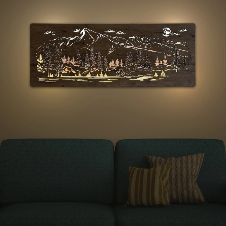 Li-Go 23524/DUB2 - Dimmbare LED-Wanddekoration LED/24W/230V 130x50 cm Eiche/Berghütte