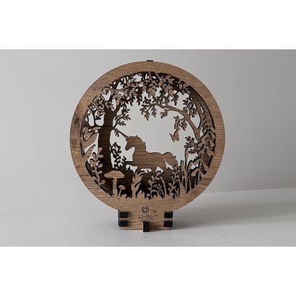 Li-Go 23568/DUB2 - Lampe décorative de table LED dimmable LED/12W/230V 20x22 cm chêne/licorne