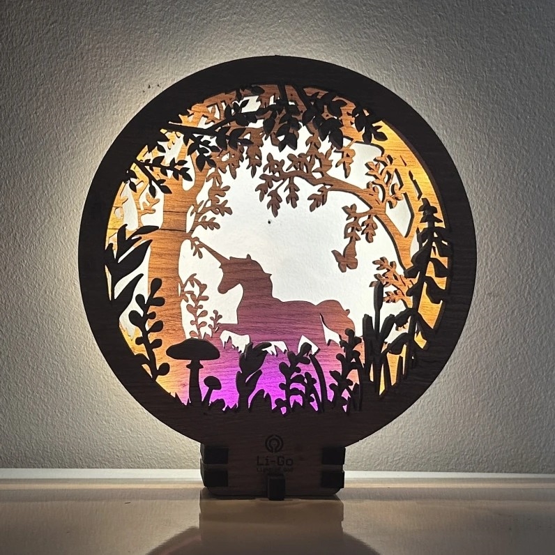 Li-Go 23568/DUB2 - Lampe décorative de table LED dimmable LED/12W/230V 20x22 cm chêne/licorne