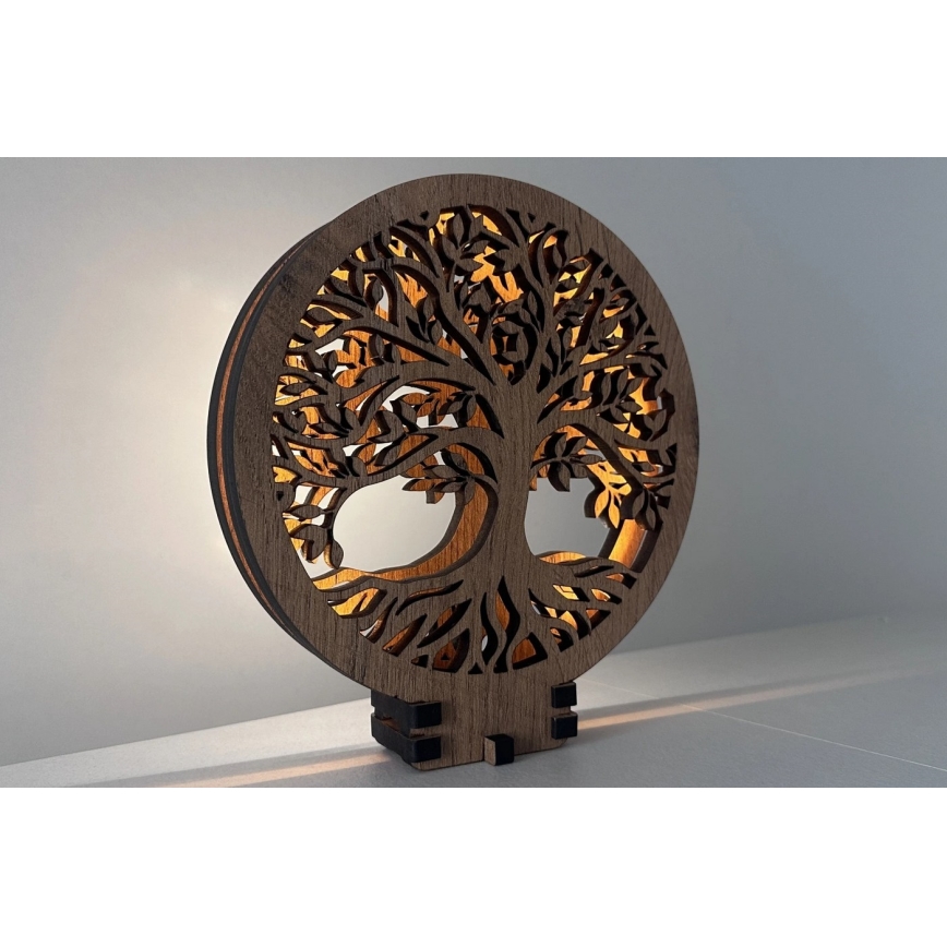 Li-Go 23577/DUB2 - LED Lampe de table décorative à intensité variable LED/12W/230V 20x22 cm chêne/Arbre de vie