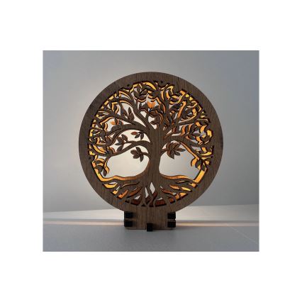 Li-Go 23577/DUB2 - Lampada decorativa da tavolo dimmerabile LED/12W/230V 20x22 cm rovere/Albero della vita