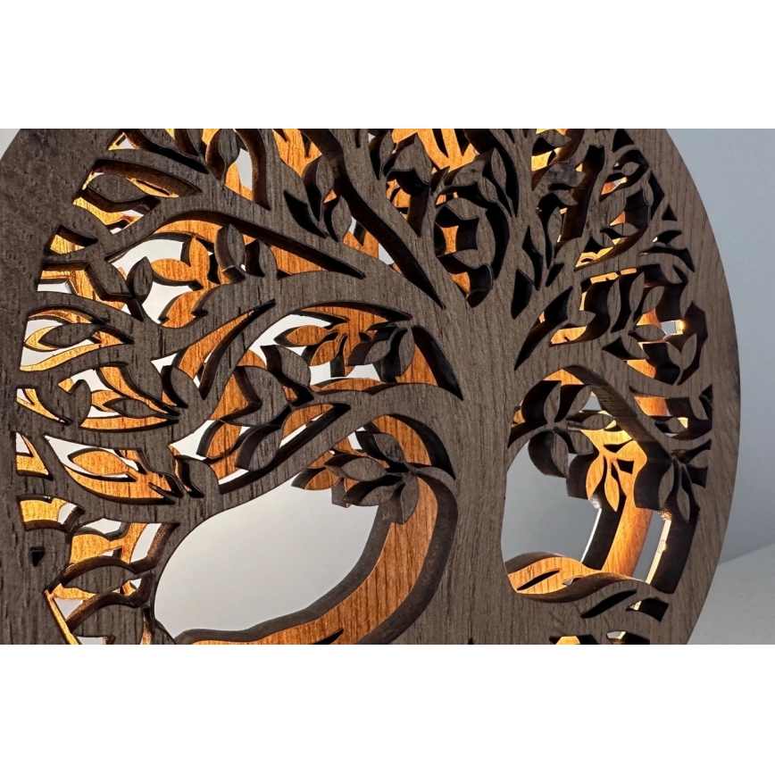 Li-Go 23577/DUB2 - Lampada decorativa da tavolo dimmerabile LED/12W/230V 20x22 cm rovere/Albero della vita