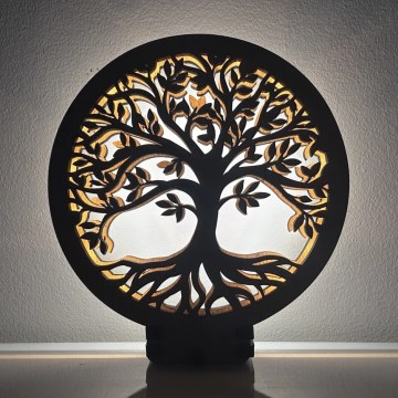 Li-Go 23577/DUB2 - LED Lampe de table décorative à intensité variable LED/12W/230V 20x22 cm chêne/Arbre de vie