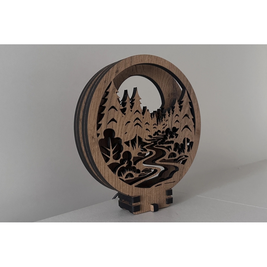 Li-Go 23580/DUB2 - Décoration de table LED dimmable LED/12W/230V 20x22 cm chêne/Dans la forêt