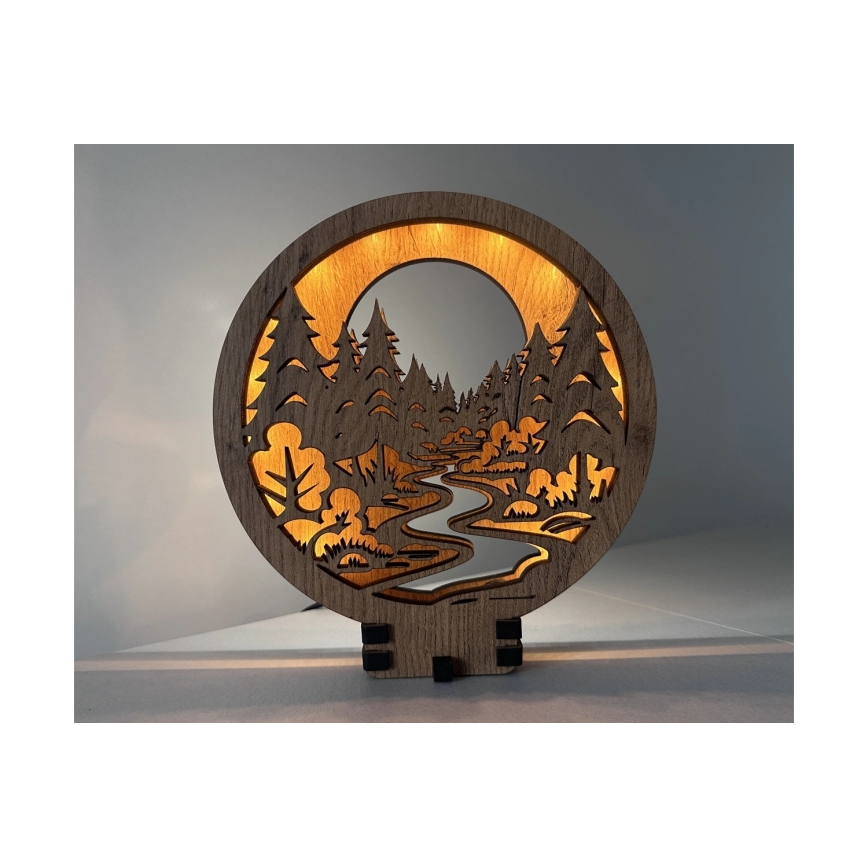 Li-Go 23580/DUB2 - Décoration de table LED à intensité variable LED/12W/230V 20x22 cm chêne/En forêt