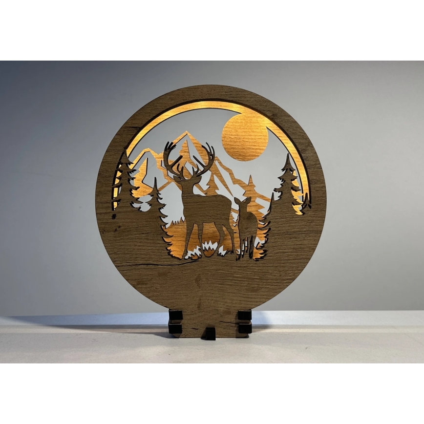 Li-Go 23592/DUB2 - Lampada decorativa da tavolo dimmerabile a LED LED/12W/230V 20x22 cm quercia/cervo e cerva