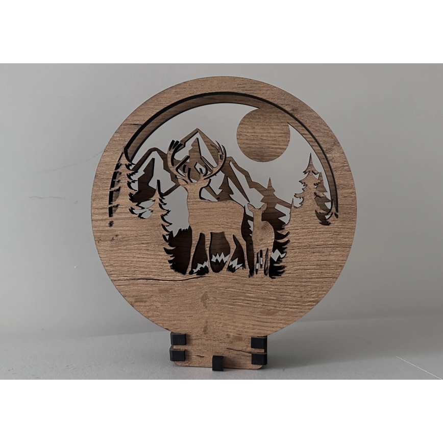 Li-Go 23592/DUB2 - Lampada decorativa da tavolo dimmerabile a LED LED/12W/230V 20x22 cm quercia/cervo e cerva