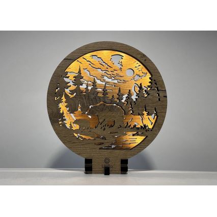 Li-Go 23595/DUB2 - dimmbare LED-Dekoleuchte LED/12W/230V 20x22 cm Eiche/Bären