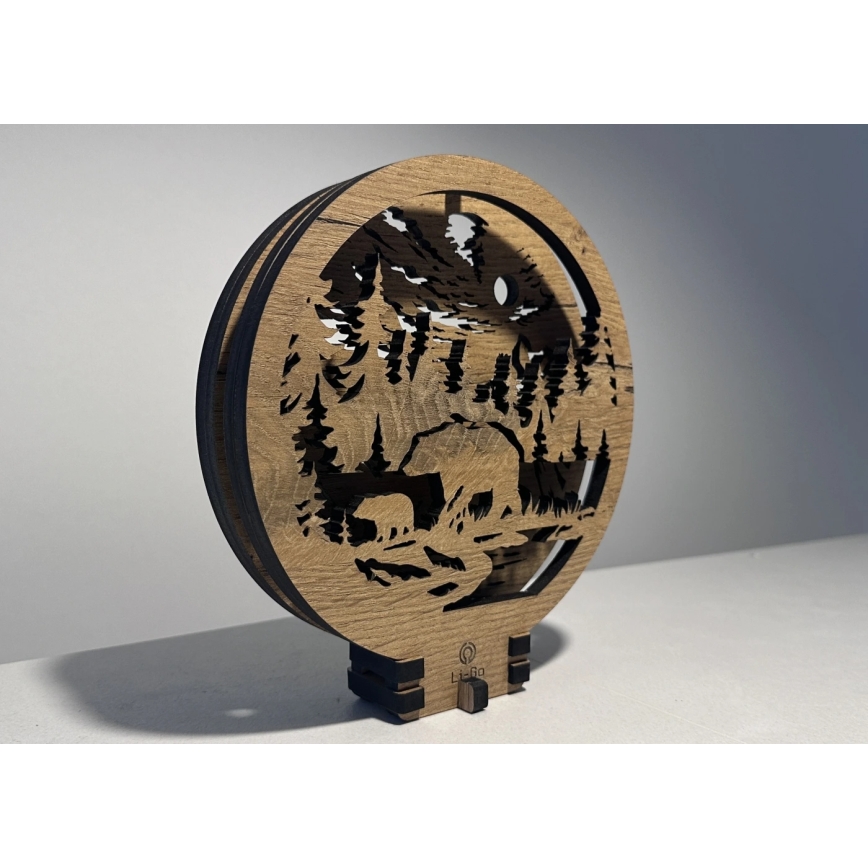 Li-Go 23595/DUB2 - dimmbare LED-Dekoleuchte LED/12W/230V 20x22 cm Eiche/Bären